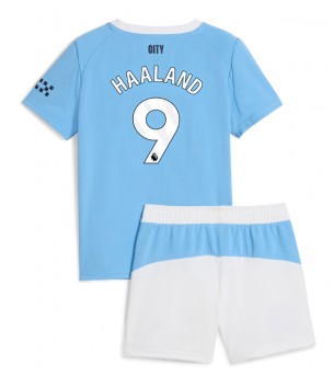 Billiga Manchester City Erling Haaland #9 Hemmatröja Barn 2025-26 Kortärmad (+ Korta byxor)
